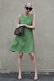 Khaki Zero Sleeve Loose Linen Dress MG1831 - 2