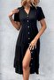 Black Shirt Collar Long Dress MG1853 - 2