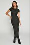 فستان أسود أساسي طويل بفتحة صياد السمك MG1989