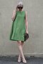 Khaki Zero Sleeve Loose Linen Dress MG1831 - 3