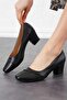 Cagues Side Garnished Women's Heeled Shoes Black Satin - 4