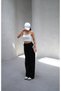 Women's Black 2 Thread Palazzo High Waist Loose Wide Leg Loose Sweatpants - 5