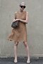 Beige Zero-Sleeve Casual Linen Dress Mg1831 - 2
