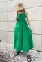 Rochie lungă plisată fără spate verde