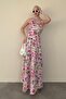 Pink Smocked Front Floral Long Dress Mg2363 - 2