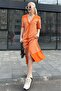 Orange Buttoned Knitwear Women's Dress Mg1648 - 4