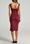 Burgundy Strap Slit Detailed Midi Dress - 5