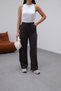 Women's Smoked 2 Thread Palazzo High Waist Loose Wide Leg Loose Sweatpants - 5