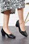 Cagues Side Garnished Women's Heeled Shoes Black Satin - 5
