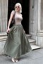 Green Voile Fabric Basic Women's Long Length Women's Skirt Mg2366 - 4
