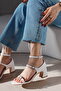 Keep Women's Mary Jane Closed Back Three-Striped Square Toe Helmet Short Block Heeled Shoes - 5