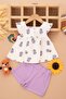 Baby Girl Daisy Printed Shoulder Ruffle 6-9-12-18-24 Months Suit - 2
