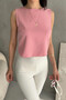 Women's Powder Backless Sleeveless Summer Blouse - 3