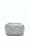 Blue Floral Pattern Women's Makeup Bag - Travel Organizer, Zippered, Portable - 2