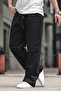 Black Men's Relaxed Cut Linen Trousers 6539 - 2