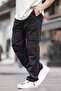 Black Wide Leg Cargo Pocket Men's Trousers 6826 - 3