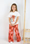 🌸   Girls'''Love Yourself'' Printed T-Shirt and Geometric Ethnic Pattern Wide Leg Pants Set - 7