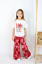 🌸   Girls'''Love Yourself'' Printed T-Shirt and Geometric Ethnic Pattern Wide Leg Pants Set