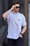 Gray Crew Neck Striped Short Sleeve Men's T-Shirt with Rigging Detail 7031 - 2
