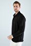 Men's Black Linen Textured Oversize Shirt (Oversized Cut) - 4