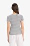 Fitted Crew Neck Striped Ribbed Camisole Short Sleeve T-Shirt K1965Az25Sm - 6