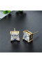 Gold 8mm Stacking 4/5/6/7/8MM Square Stud Earrings For Women Men Silver Gold Color Princess Cut Zirc - 6