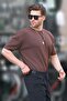 Brown Crew Neck Short Sleeve Knitwear Men's T-Shirt 6899