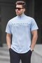 Blue Zipper Collar Men's T-Shirt 5858