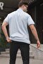 Blue Zipper Collar Men's T-Shirt 5858 - 2