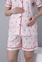 Front Buttoned Shirt Collar Printed Short Sleeve Woven Fabric Maternity and Maternity Shorts Pajama Set - 6