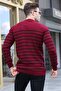 Claret Red Striped Crew Neck Knitwear Sweater 5992 - 2