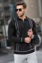 Black Zippered Polo Neck Knitwear Men's Sweater 6823 - 2