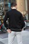 Black Zippered Polo Neck Knitwear Men's Sweater 6823 - 3