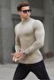 Beige Turtleneck Men's Knitwear Sweater 6857 - 2