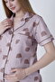 Front Buttoned Shirt Collar Printed Short Sleeve Woven Fabric Maternity and Maternity Shorts Pajama Set - 5