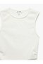 Crew Neck Cotton Ribbed Slim Fit Sleeveless Smocked Blouse - 3