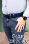 Men's Leather Belt Sports Jeans Belt 4.5 cm Navy Blue Genuine Buffalo Leather - 2