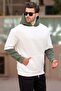 Ecru Hooded Men's Sweatshirt with Pocket Detail 7071 - 3