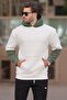 Ecru Hooded Men's Sweatshirt with Pocket Detail 7071 - 2