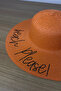Orange Wide Brim Straw Hat - Women's Summer Beach and Sun - 3