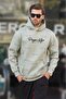 Green Printed Hooded Men's Sweatshirt with Pocket Detail 7075 - 2