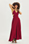 Deep Slit Bohemian Maxi Dress Burgundy - 3