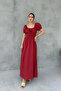 Burgundy Short Sleeve Dress with Gimped Front