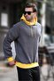 Smoked Color Block Hooded Sweatshirt 7073 - 4