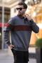 Smoked Polo Neck Color Block Men's Sweatshirt 7072 - 3