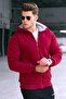 Burgundy Cardigan with Fur Inside 22377 - 3