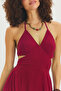 Deep Slit Bohemian Maxi Dress Burgundy - 7
