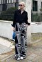 Black Patterned Wide Leg Trousers with Elastic Waist MG2051 - 5