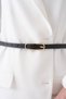 Women's Thin Band Gold Buckle Black Faux Leather Belt 7400 - 2