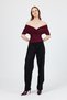 Burgundy Off Shoulder Gather Detailed Blouse 13325 - 6